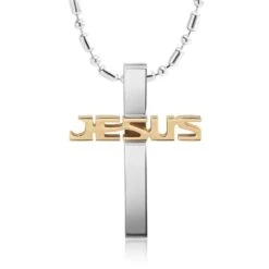 Men's Christian Necklace Jesus Name (Golden)