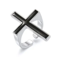 Christian Ring Woman Black Cross