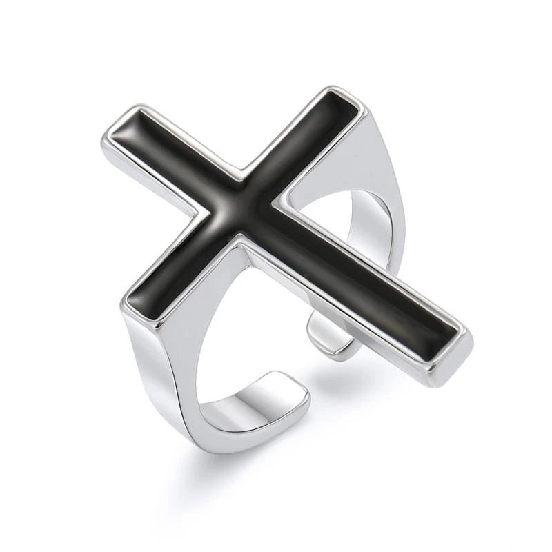 Christian Ring Woman Black Cross 3 Christian Ring Woman Black Cross