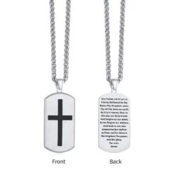 Men's Christian Necklace Our Father Dog Tag