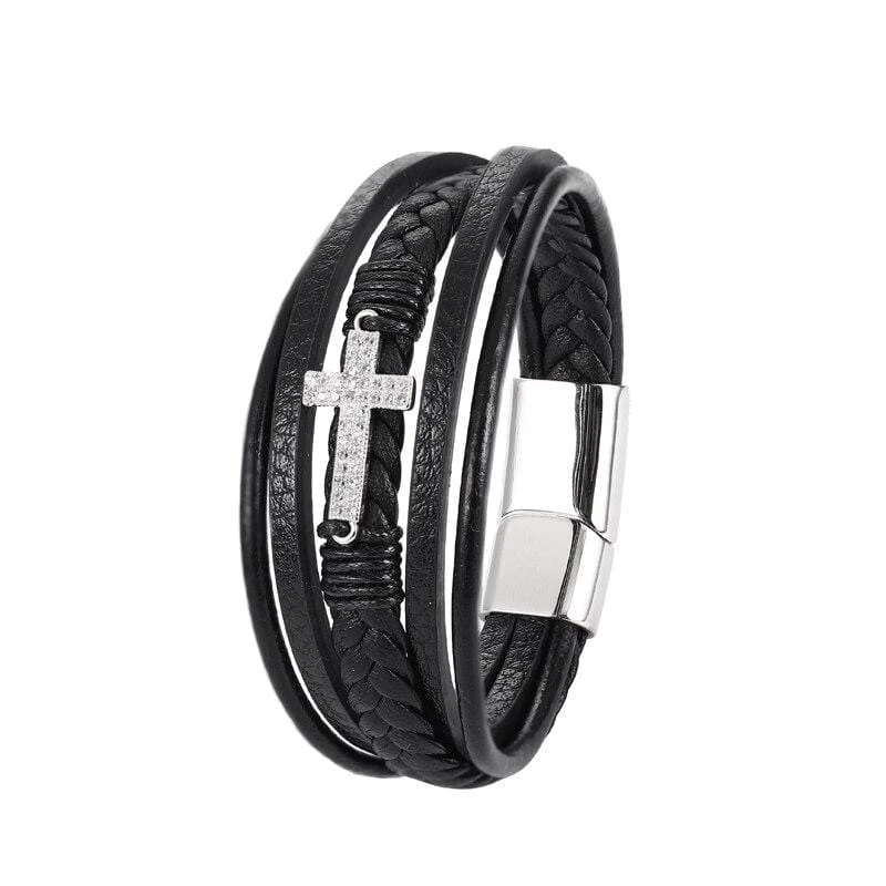 Men's Cross Bracelet Diamond 3 Men's Cross Bracelet Diamond