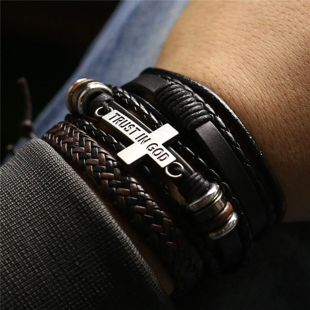 Men's Cross Bracelet Trust In God (3pcs) 5 Men's Cross Bracelet Trust In God (3pcs) - Image 3