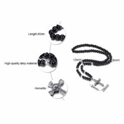 Men's Christian Necklace Beaded Crucifix 12 Men's Christian Necklace Beaded Crucifix -Lord's Guidance H31a7068701d64532bc0bca692f4ae193a