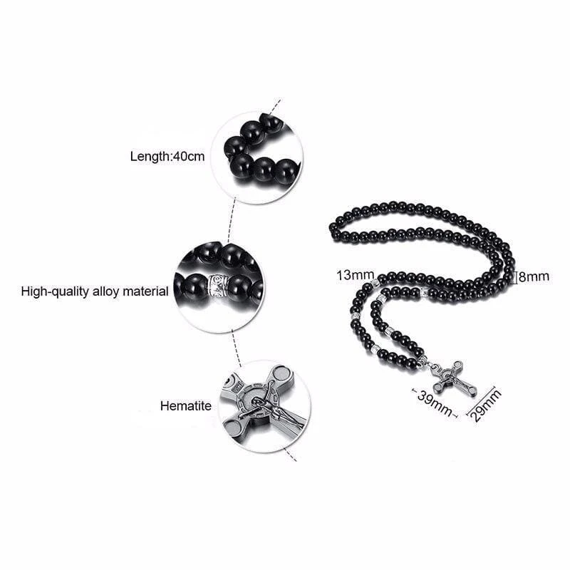 Men's Christian Necklace Beaded Crucifix 7 Men's Christian Necklace Beaded Crucifix - Image 5