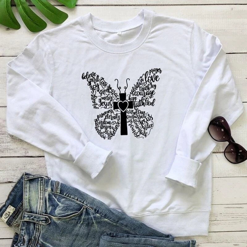 Christian Sweatshirt Butterfly 4 Christian Sweatshirt Butterfly - Image 2