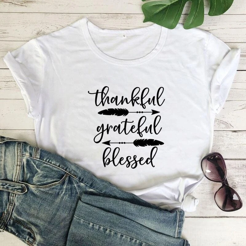 Christian T-Shirt Thankful Grateful Blessed 4 Christian T-Shirt Thankful Grateful Blessed - Image 2