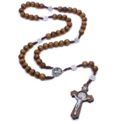Men's Christian Necklace Wood Crucifix