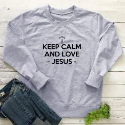 Christian Sweatshirt Keep Calm And Love Jesus 12 Christian Sweatshirt Keep Calm And Love Jesus -Lord's Guidance H4e25ea8cca774f93856443cf515c54deu