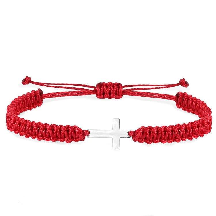 Braided Cross Bracelets Red Or Black Rope 4 Braided Cross Bracelets Red Or Black Rope - Image 2