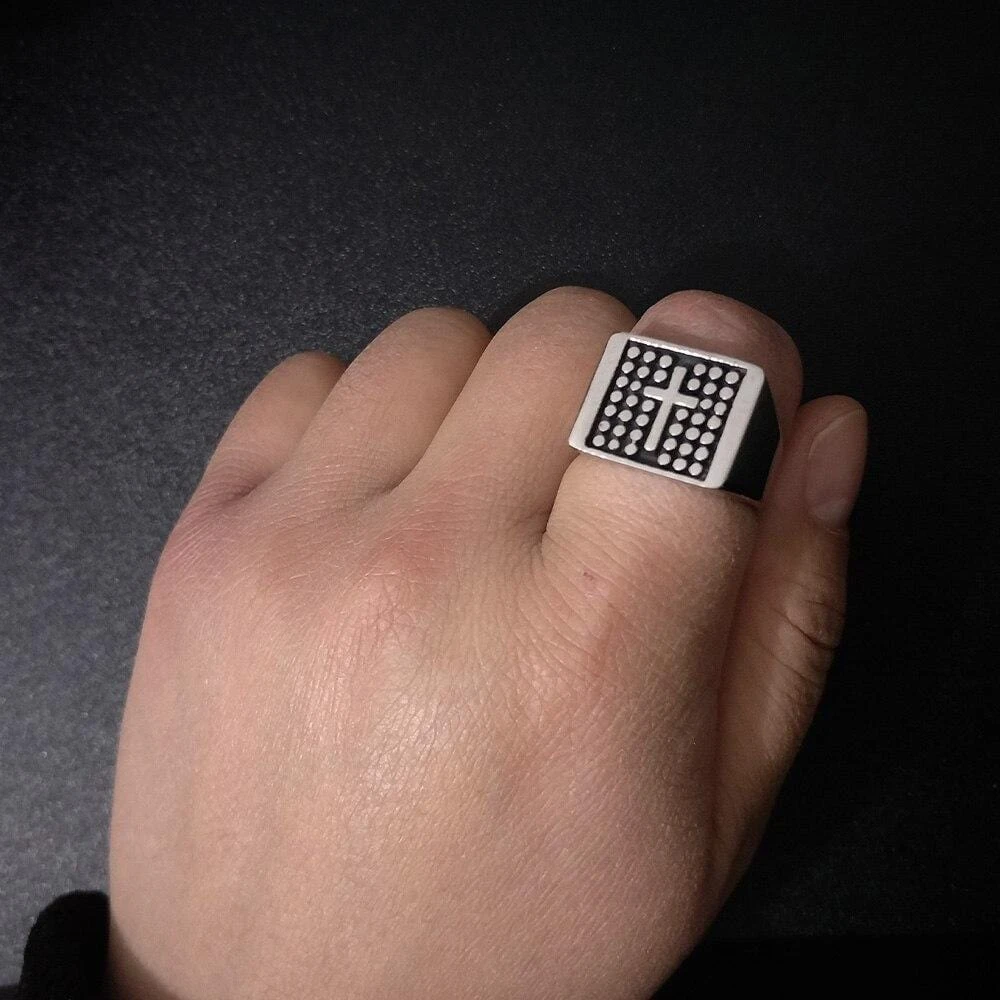 Christian Ring Solid Signet Ring 4 Christian Ring Solid Signet Ring - Image 2