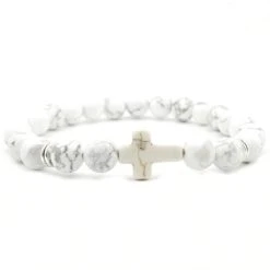 Cross Bead Bracelet White Turquoise