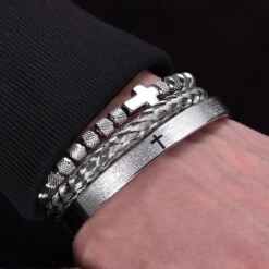 Men's Cross Bracelet Padre Nuestro Set (3pcs) 18 Men's Cross Bracelet Padre Nuestro Set (3pcs) -Lord's Guidance H5c0016a6bf1e4278a581895f90476f25k