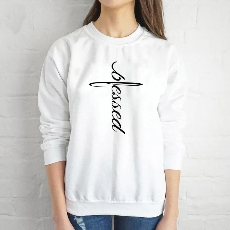 Christian Sweatshirt Blessed Cross 4 Christian Sweatshirt Blessed Cross - Image 2