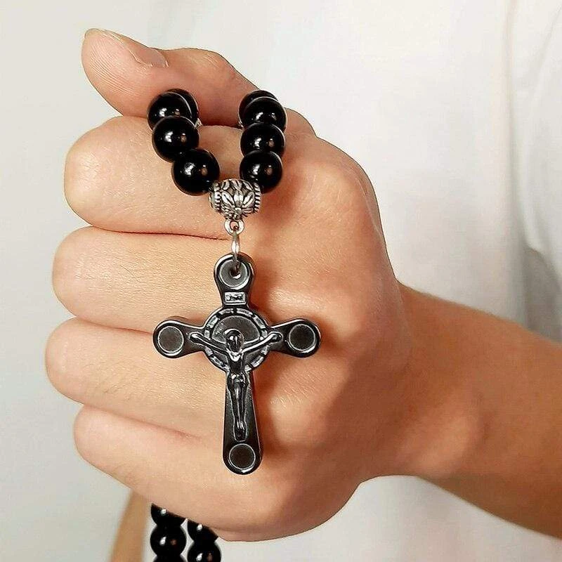 Men's Christian Necklace Beaded Crucifix 4 Men's Christian Necklace Beaded Crucifix - Image 2