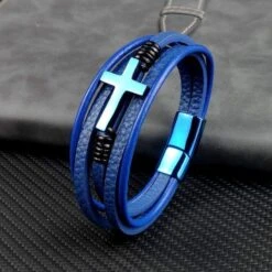 Men's Cross Bracelet Blue Cross 12 Men's Cross Bracelet Blue Cross -Lord's Guidance H84e084860439441eb29aab9d4feb2a87m