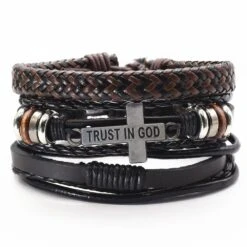 Men's Cross Bracelet Trust In God (3pcs)