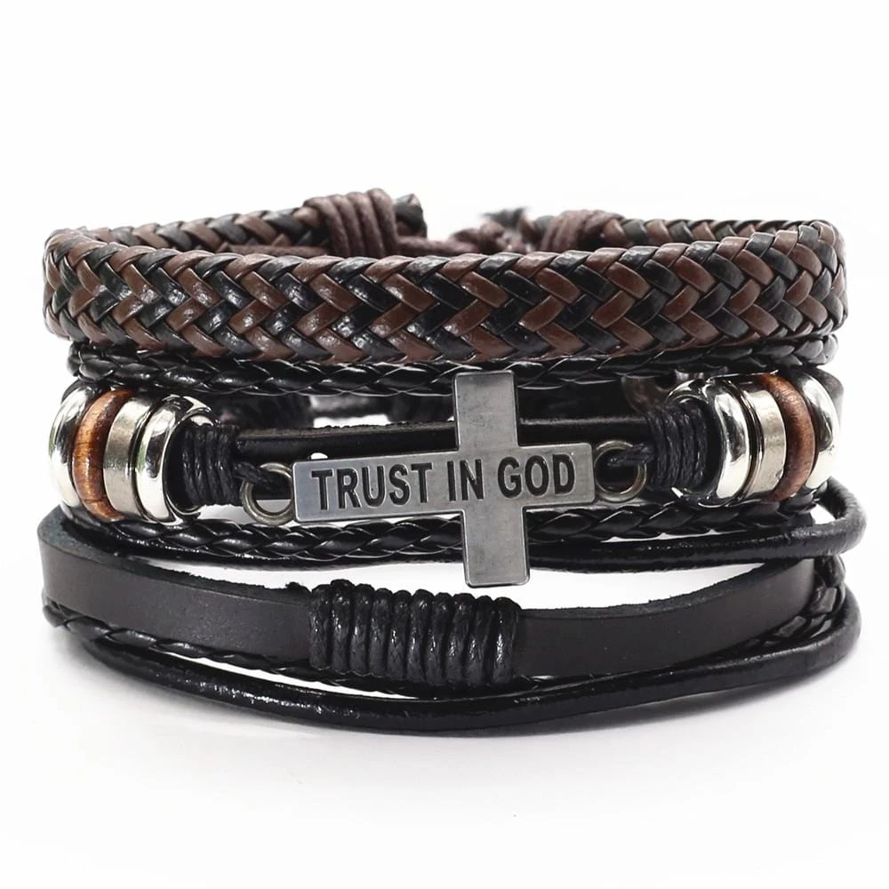 Men's Cross Bracelet Trust In God (3pcs) 3 Men's Cross Bracelet Trust In God (3pcs)