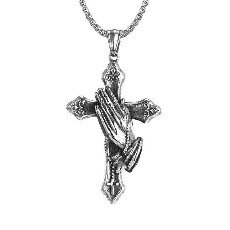 Men's Christian Necklace Prayer Hands 3 Men's Christian Necklace Prayer Hands