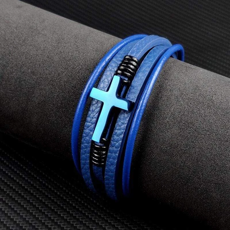 Men's Cross Bracelet Blue Cross 8 Men's Cross Bracelet Blue Cross - Image 6