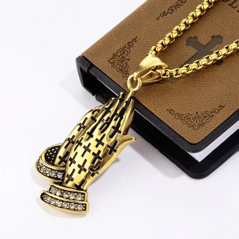 Men's Christian Necklace Hands Joined (Serenity Prayer) 5 Men's Christian Necklace Hands Joined (Serenity Prayer) - Image 3