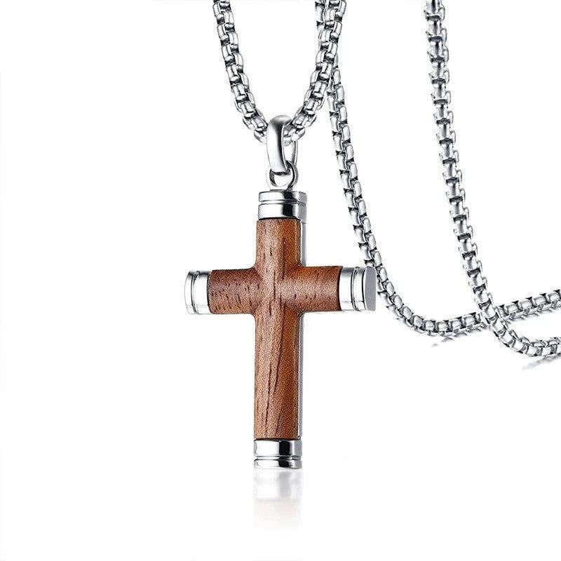 Men's Christian Necklace Wooden Cross 3 Men's Christian Necklace Wooden Cross