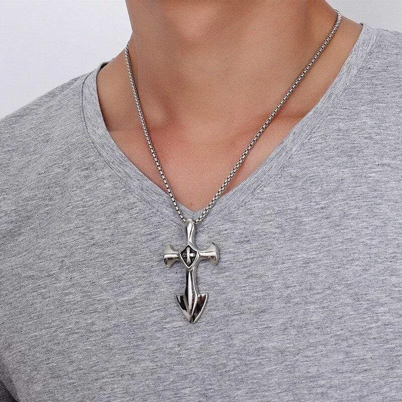 Men's Christian Necklace Vintage Shield 6 Men's Christian Necklace Vintage Shield - Image 4