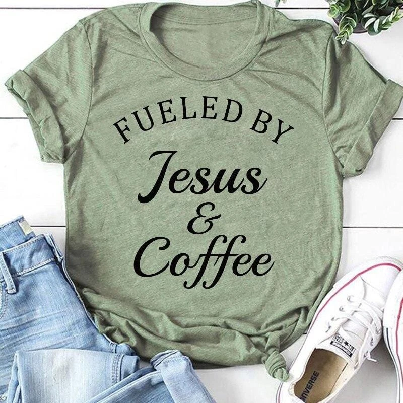 Christian T-Shirt Fueled By Jesus And Coffee 9 Christian T-Shirt Fueled By Jesus And Coffee - Image 7