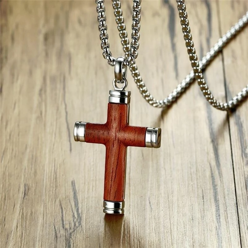 Men's Christian Necklace Wooden Cross 5 Men's Christian Necklace Wooden Cross - Image 3