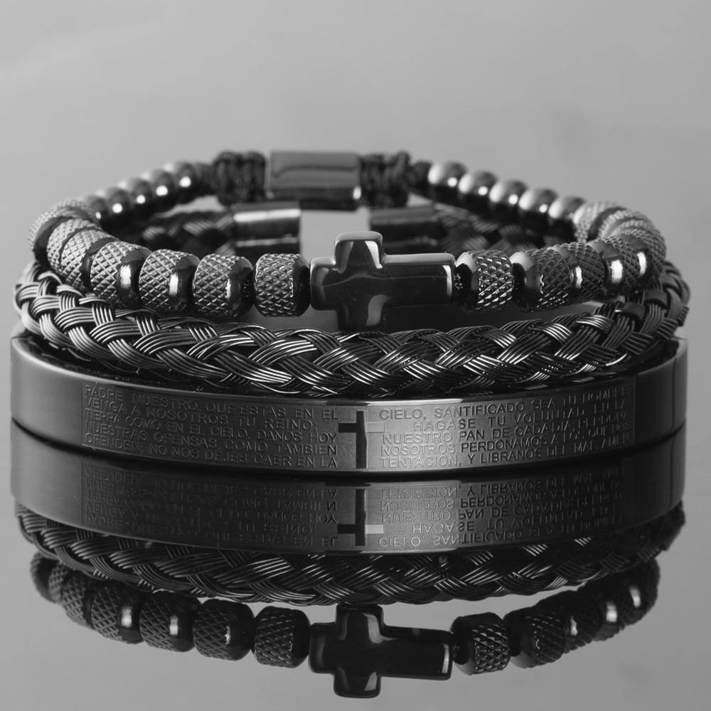 Men's Cross Bracelet Padre Nuestro Set (3pcs) 13 Men's Cross Bracelet Padre Nuestro Set (3pcs) - Image 11