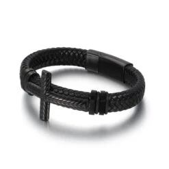 Men's Cross Bracelet Braided Black 17 Men's Cross Bracelet Braided Black -Lord's Guidance Hbcd8ef1938e44d738fde70eba777d61b6