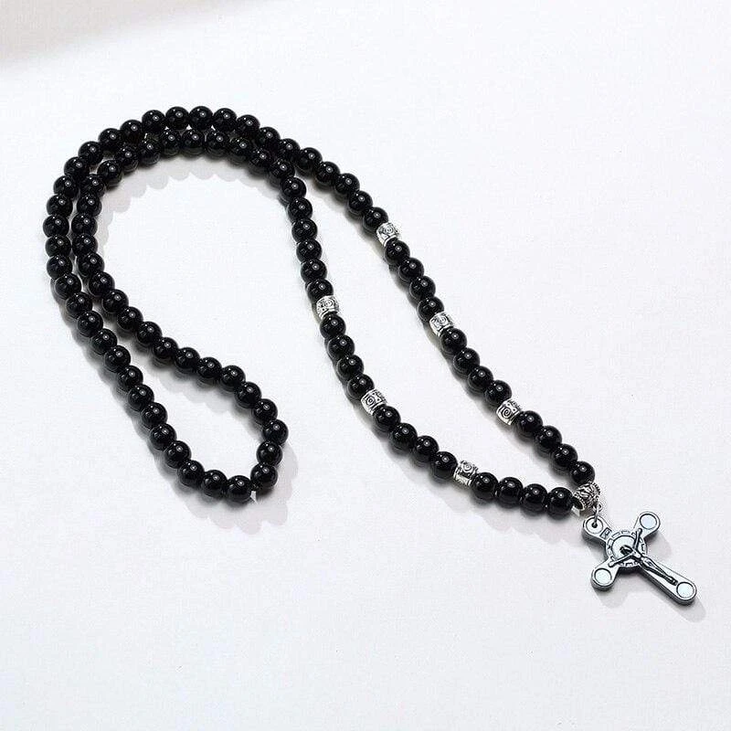 Men's Christian Necklace Beaded Crucifix 6 Men's Christian Necklace Beaded Crucifix - Image 4