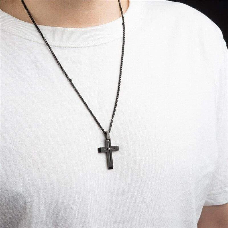 Men's Christian Necklace Zirconia 4 Men's Christian Necklace Zirconia - Image 2