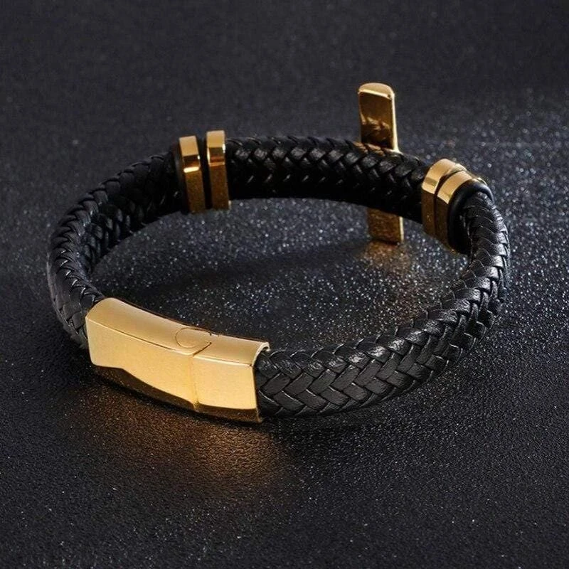 Men's Cross Bracelet Braided Black 11 Men's Cross Bracelet Braided Black - Image 9