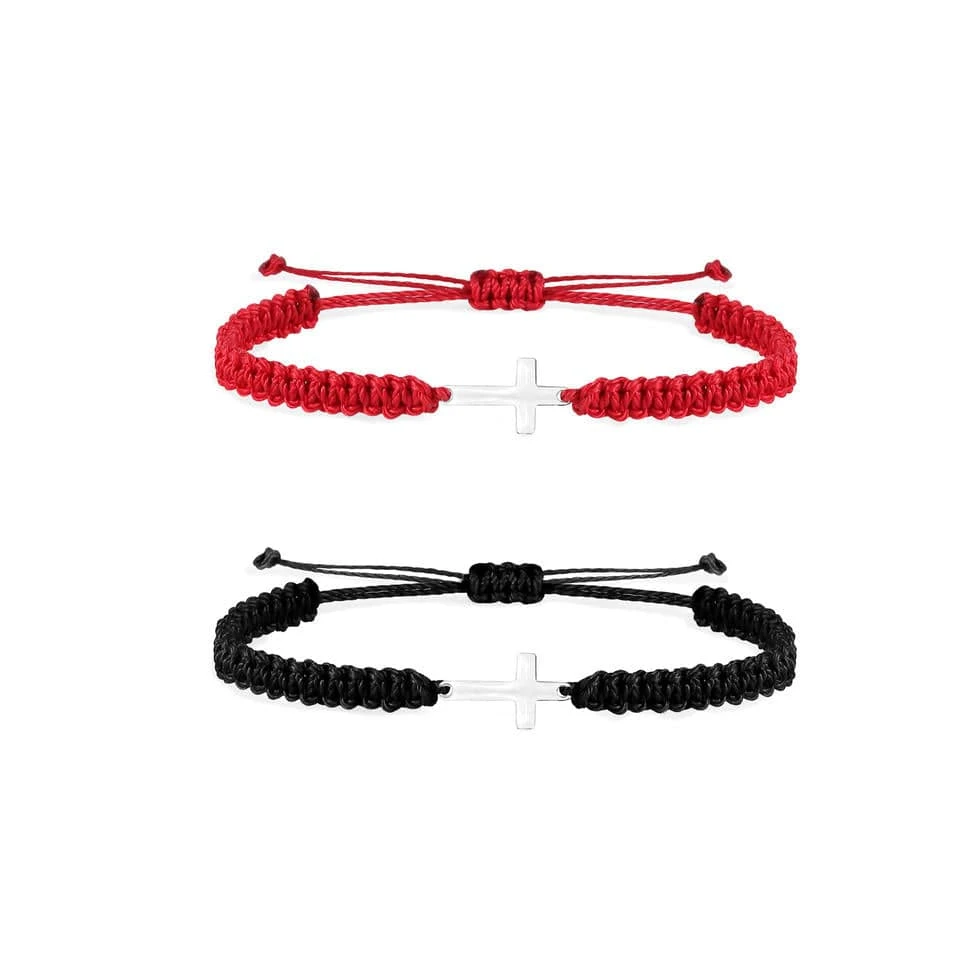Braided Cross Bracelets Red Or Black Rope 6 Braided Cross Bracelets Red Or Black Rope - Image 4