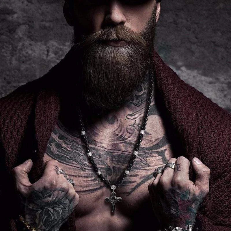 Men's Christian Necklace Beaded Crucifix 8 Men's Christian Necklace Beaded Crucifix - Image 6