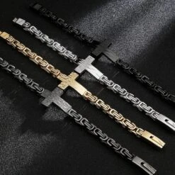 Men's Cross Bracelet Byzantine Chain 27 Men's Cross Bracelet Byzantine Chain -Lord's Guidance He57419fb9c4e4b33afbe49c99b747bcaM