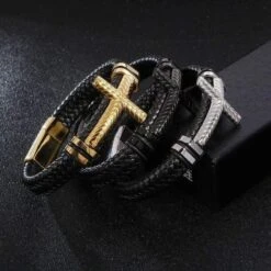 Men's Cross Bracelet Braided Black 16 Men's Cross Bracelet Braided Black -Lord's Guidance Hea7dc8d98f51486591e9ad1844410b9ct