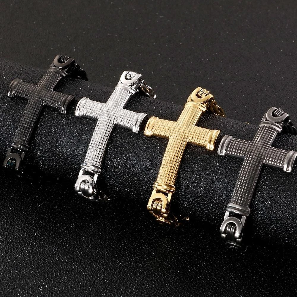 Men's Cross Bracelet Vintage Cross Link Chain 10 Men's Cross Bracelet Vintage Cross Link Chain - Image 8