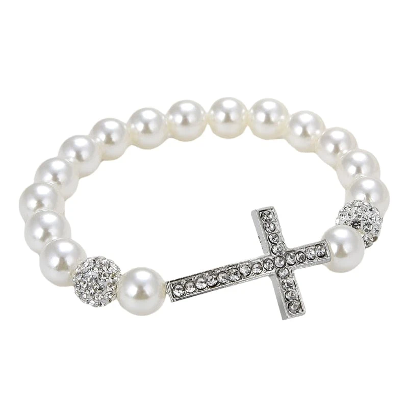 Women's Imitation Pearl Cross Bracelet 3 Women's Imitation Pearl Cross Bracelet