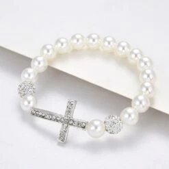 Women's Imitation Pearl Cross Bracelet 10 Women's Imitation Pearl Cross Bracelet -Lord's Guidance ImitationPearlBracelet1