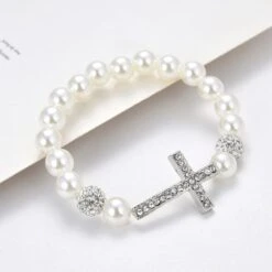 Women's Imitation Pearl Cross Bracelet 9 Women's Imitation Pearl Cross Bracelet -Lord's Guidance ImitationPearlBracelet2