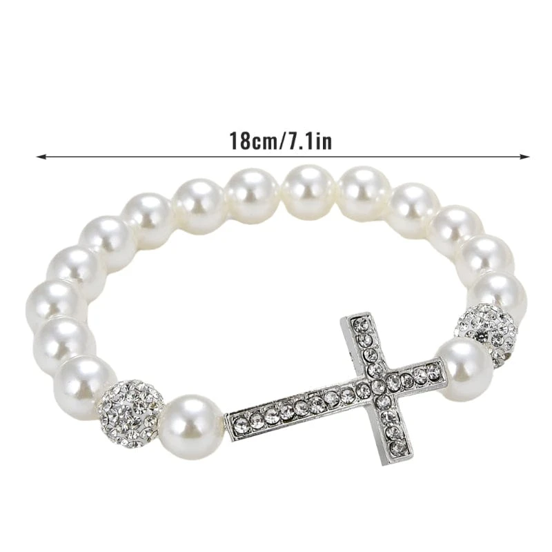 Women's Imitation Pearl Cross Bracelet 7 Women's Imitation Pearl Cross Bracelet - Image 5
