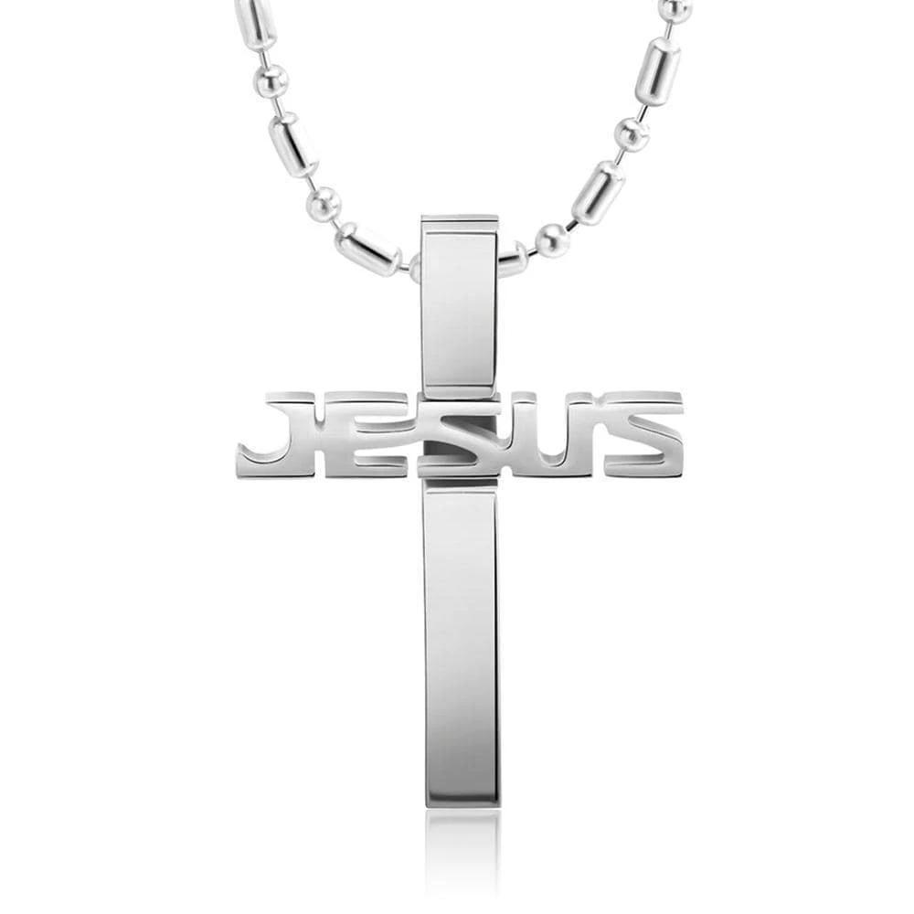 Men's Christian Necklace Jesus Name (Steel) 3 Men's Christian Necklace Jesus Name (Steel)