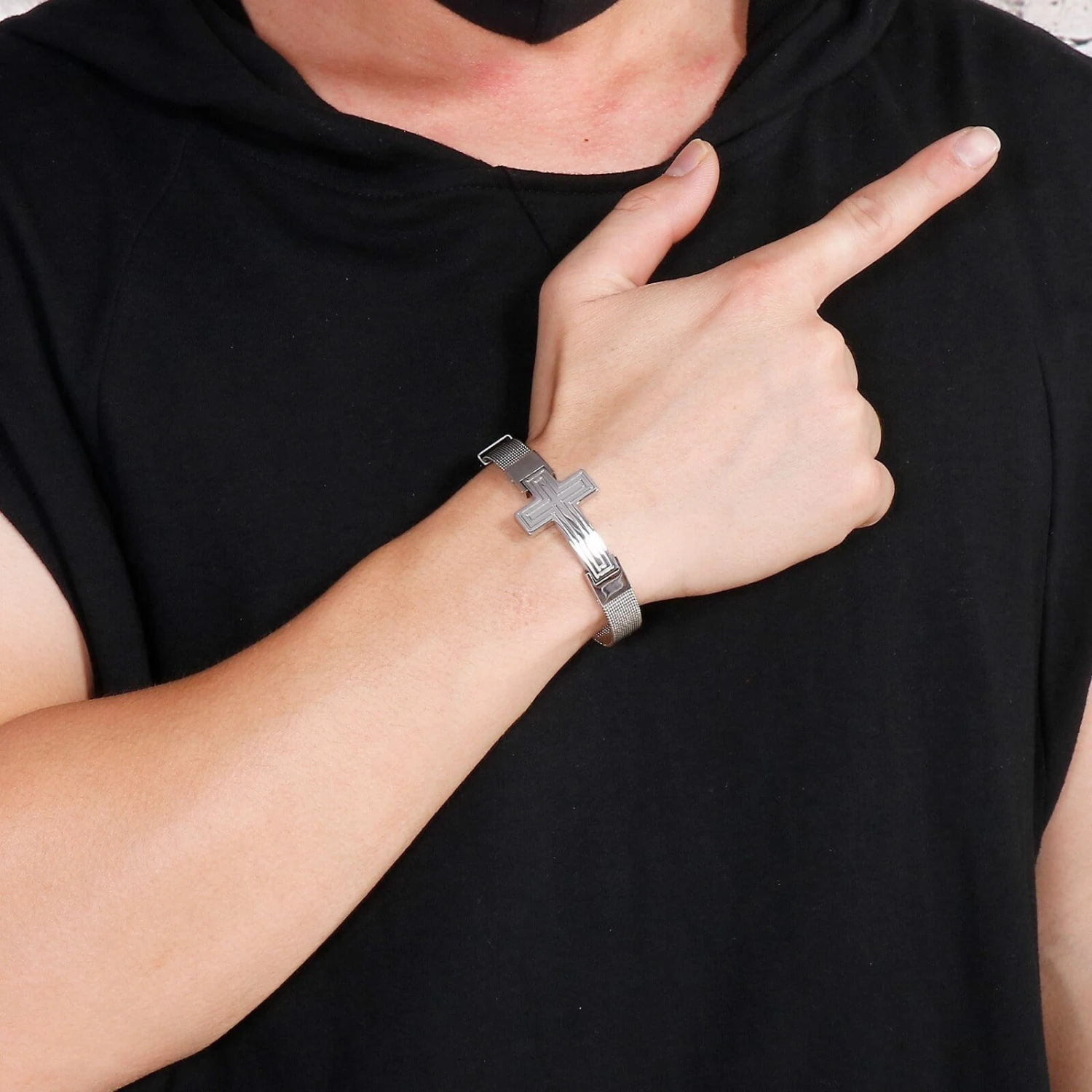 Men's Cross Bracelet Watchband 4 Men's Cross Bracelet Watchband - Image 2