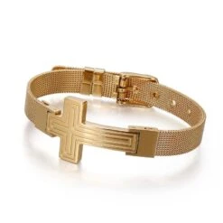 Men's Cross Bracelet Watchband 14 Men's Cross Bracelet Watchband -Lord's Guidance Mens Cross Bracelet Watch gold