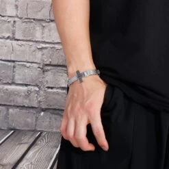 Men's Cross Bracelet Watchband 13 Men's Cross Bracelet Watchband -Lord's Guidance Mens Cross Bracelet Watch steel