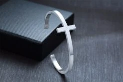 Mens Minimalist Stainless Steel Cuff Bracelet With Cross 22 Mens Minimalist Stainless Steel Cuff Bracelet With Cross -Lord's Guidance MensCuffBracelet6