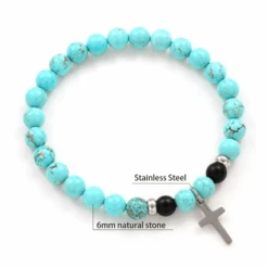 Natural Stone Bead Bracelet With Cross Charm 41 Natural Stone Bead Bracelet With Cross Charm -Lord's Guidance NaturalStoneBraceletLightBlueandBlack f22eb025 af7f 461e b57f 3e10012fa6e0
