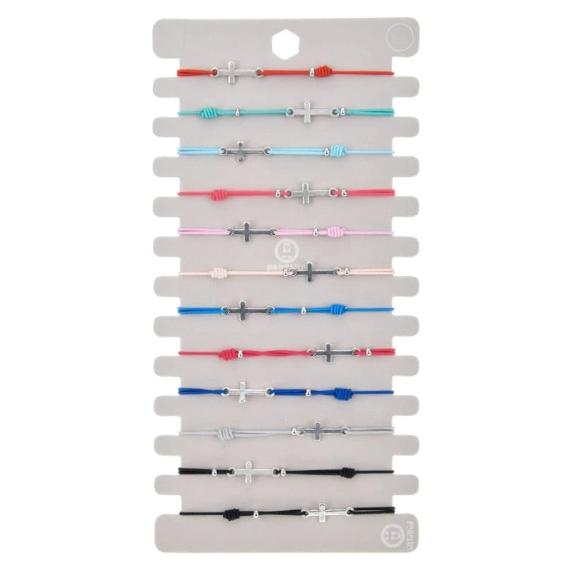 Pack Of 12 Cross Bracelets With Elasticated Wristband 5 Pack Of 12 Cross Bracelets With Elasticated Wristband - Image 3