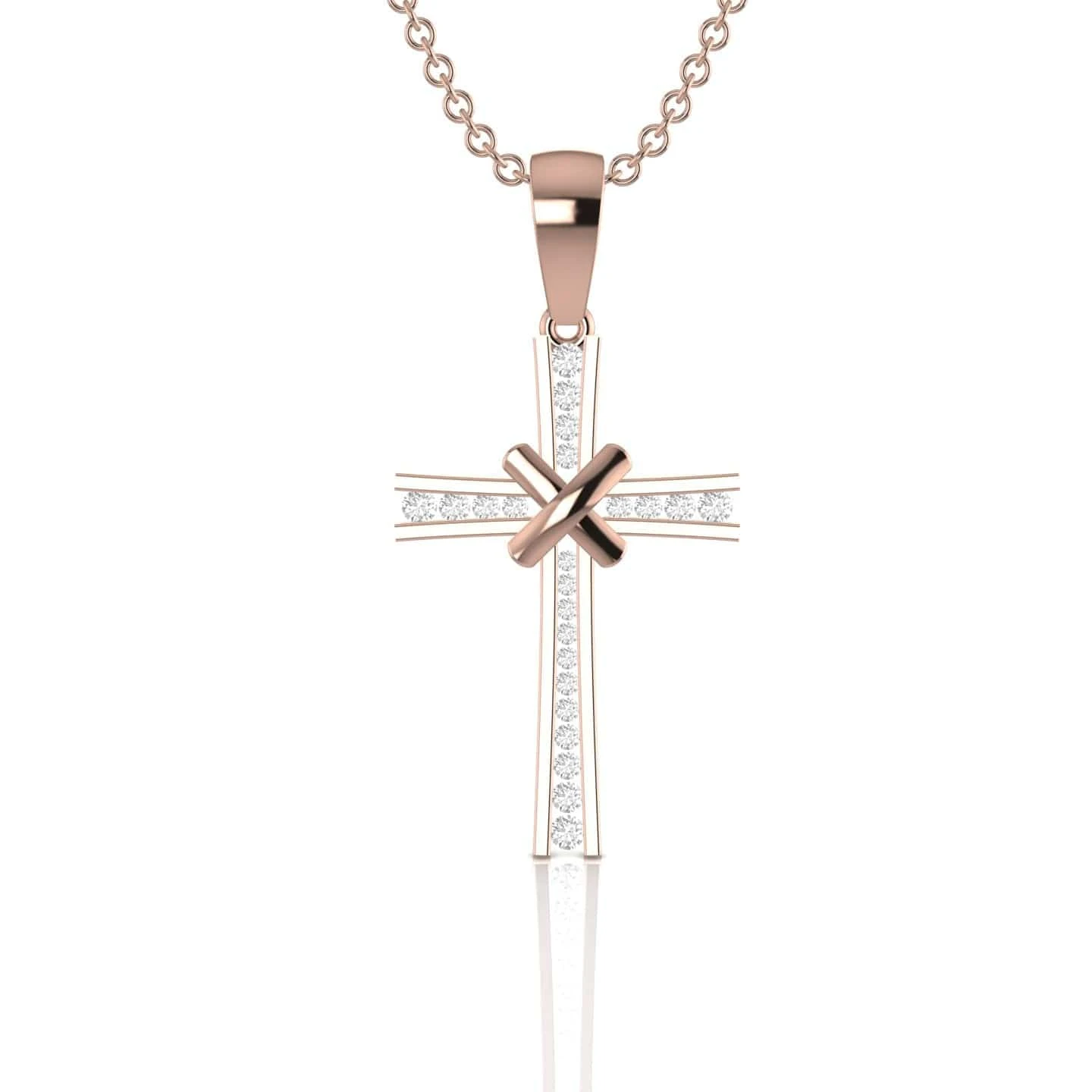 Diamond Cross Necklace With Diagonal Cross Detail 6 Diamond Cross Necklace With Diagonal Cross Detail - Image 4